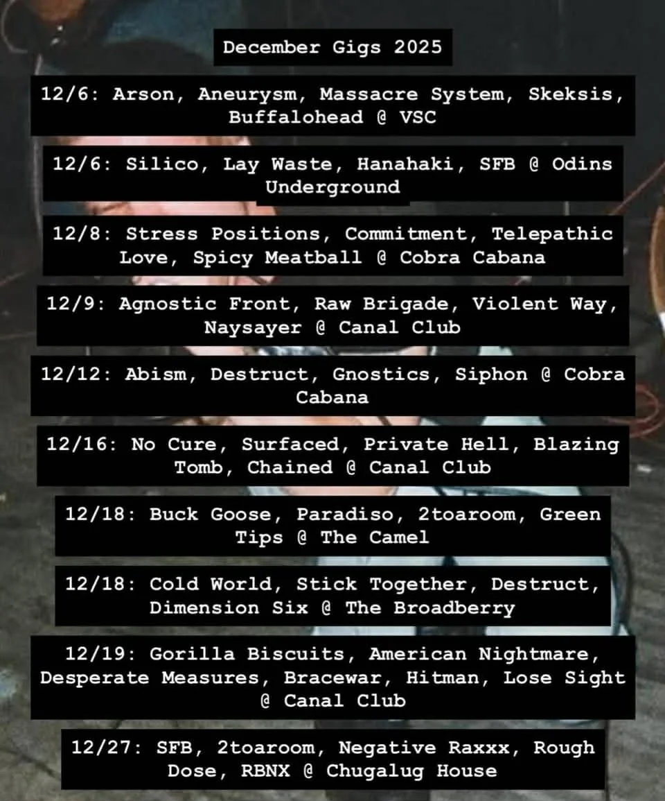 December Richmond Area Hardcore Shows