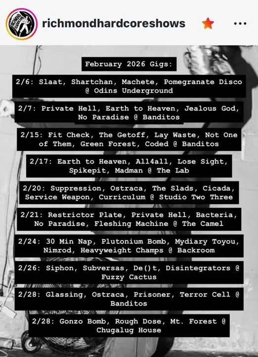 February RVA Hardcore Shows