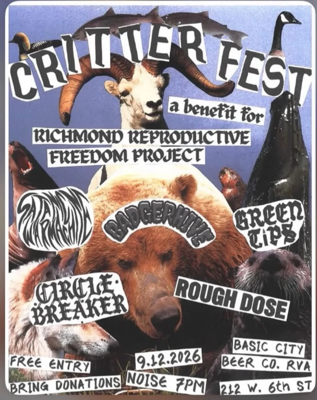 Satanic War Machine, Badgerhive, Green Tips, Circle Breaker, and Rough Dose