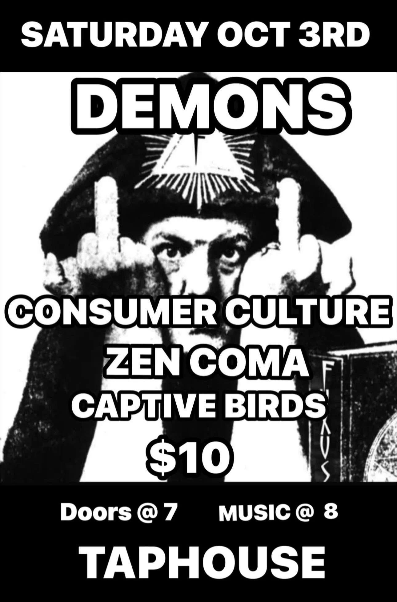 Demons, Consumer Culture, Zen Coma, and Captive Birds