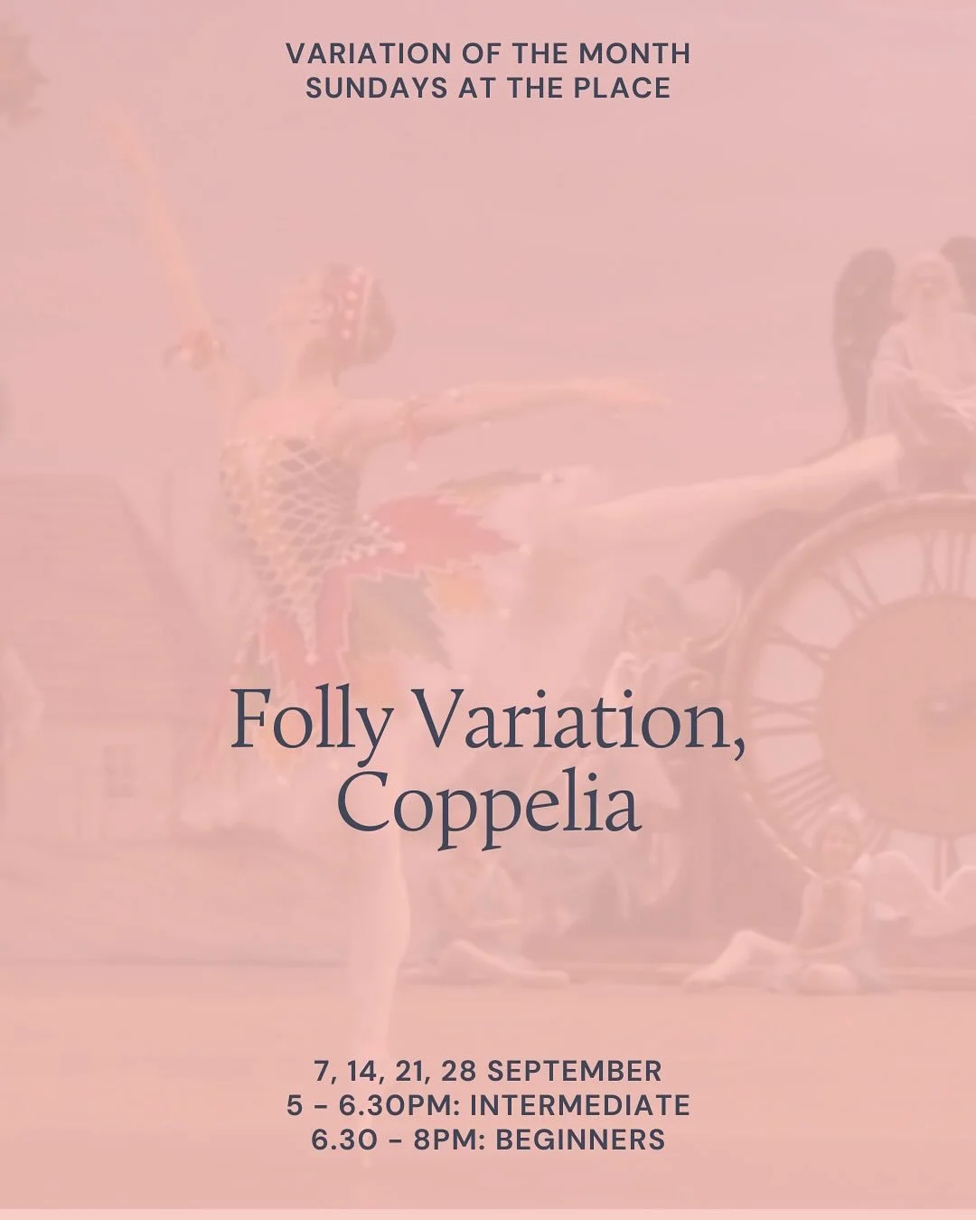 ⭐️Announcing our next Variation of the Month to kick off the Autumn term! Starting Sunday 7 September 2025 ⭐️

Sundays: 7, 14, 21 and 28 September at The Place studios in Kings Cross. 

5-6.30pm: Intermediate/Advanced
6.30-8pm: Beginners/Improvers

O