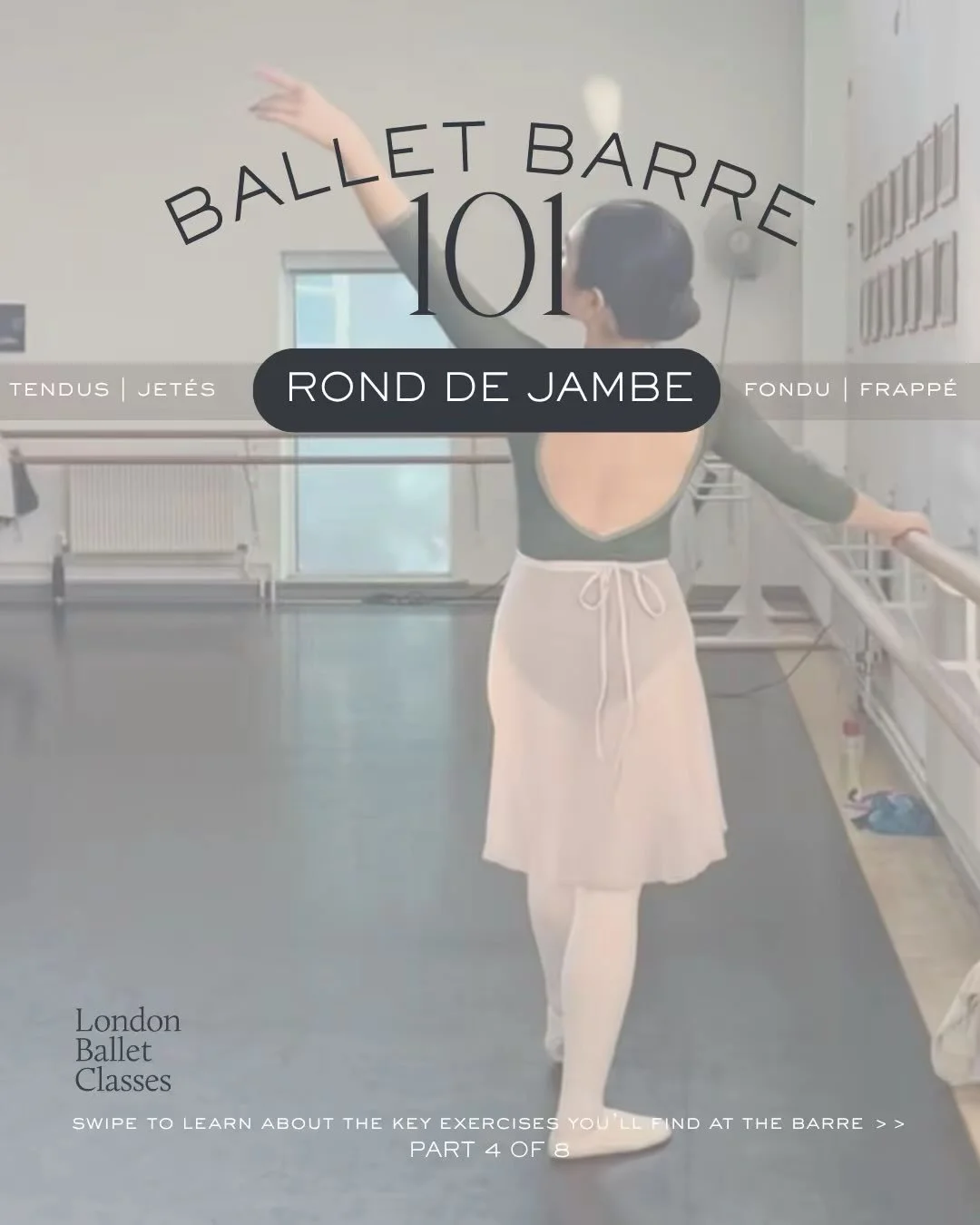 Rond de jambe trains the circular motion of the working leg while stabilising the pelvis and maintaining turnout from the hip. At the barre, the aim isn&rsquo;t simply to &ldquo;draw a circle,&rdquo; but to pass through each position with clarity and