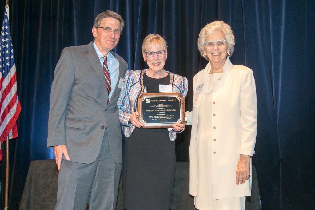 Rebecca Fischer, 2015 Outstanding Sustained Contribution Award recipent, with Chris Lane and Connie Talmage (Photo courtesy of Hartmannphoto).jpg