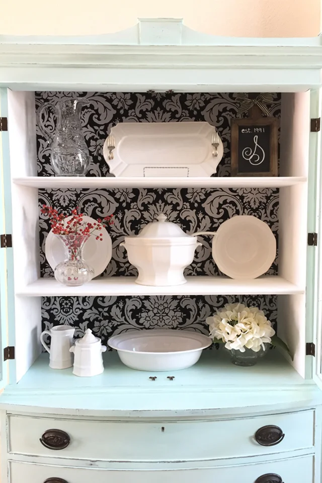 antique hutch makeover, affordable do it yourself home projects, before and after furniture makeover, budget do it yourself projects, DIY, hutch makeover, thrift finds, thrift store furniture makeover, do it yourself thrift projects, BB Frosch, chalk paint projects, chalk paint powder