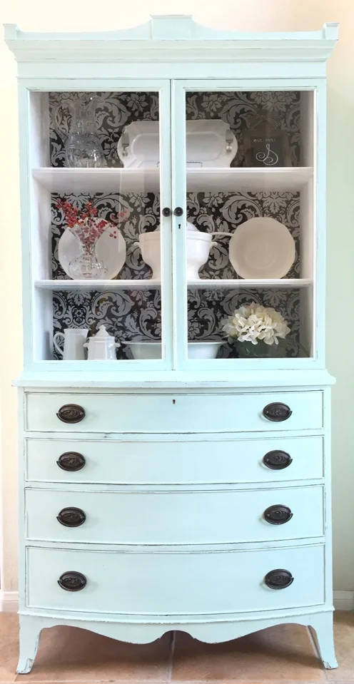 antique hutch makeover, affordable do it yourself home projects, before and after furniture makeover, budget do it yourself projects, DIY, hutch makeover, thrift finds, thrift store furniture makeover, do it yourself thrift projects, BB Frosch, chalk paint projects, chalk paint powder