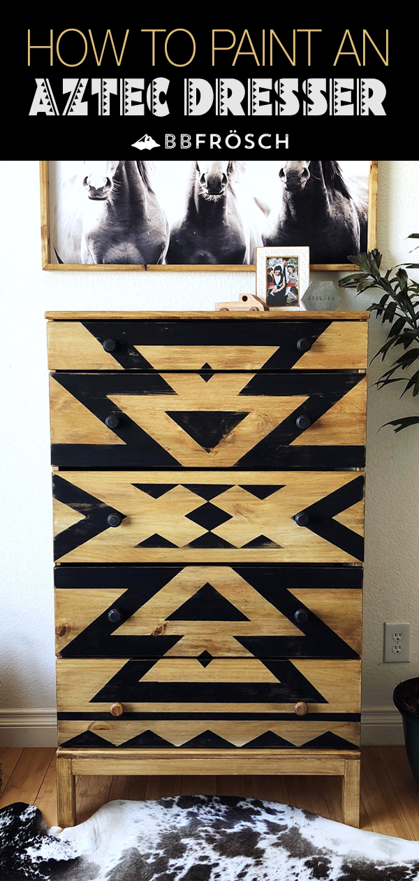 IKEA dresser makeover, dresser makeover, do it yourself dresser makeover, furniture makeover, DIY chalk paint IKEA dresser, affordable DIY home projects, chalk paint DIY, how to chalk paint, how to paint an IKEA dresser, chalk paint a dresser tutorial, furniture transformation, dresser transformation, IKEA dresser transformation, how to stencil a dresser with chalk paint, chalk painting techniques, aztec home decor, painting with chalk paint, BB Frosch