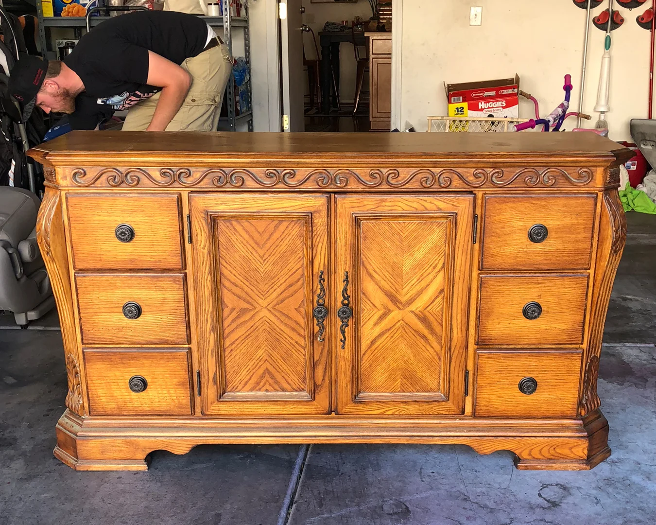 how to paint a vintage buffet, painted dresser, how to chalk paint furniture, DIY chalk paint, chalk paint furniture makeover project, chalk paint, repurposed furniture, furniture makeover inspiration, how to strip and refinish furniture, dark finishing wax, the best way to paint furniture
