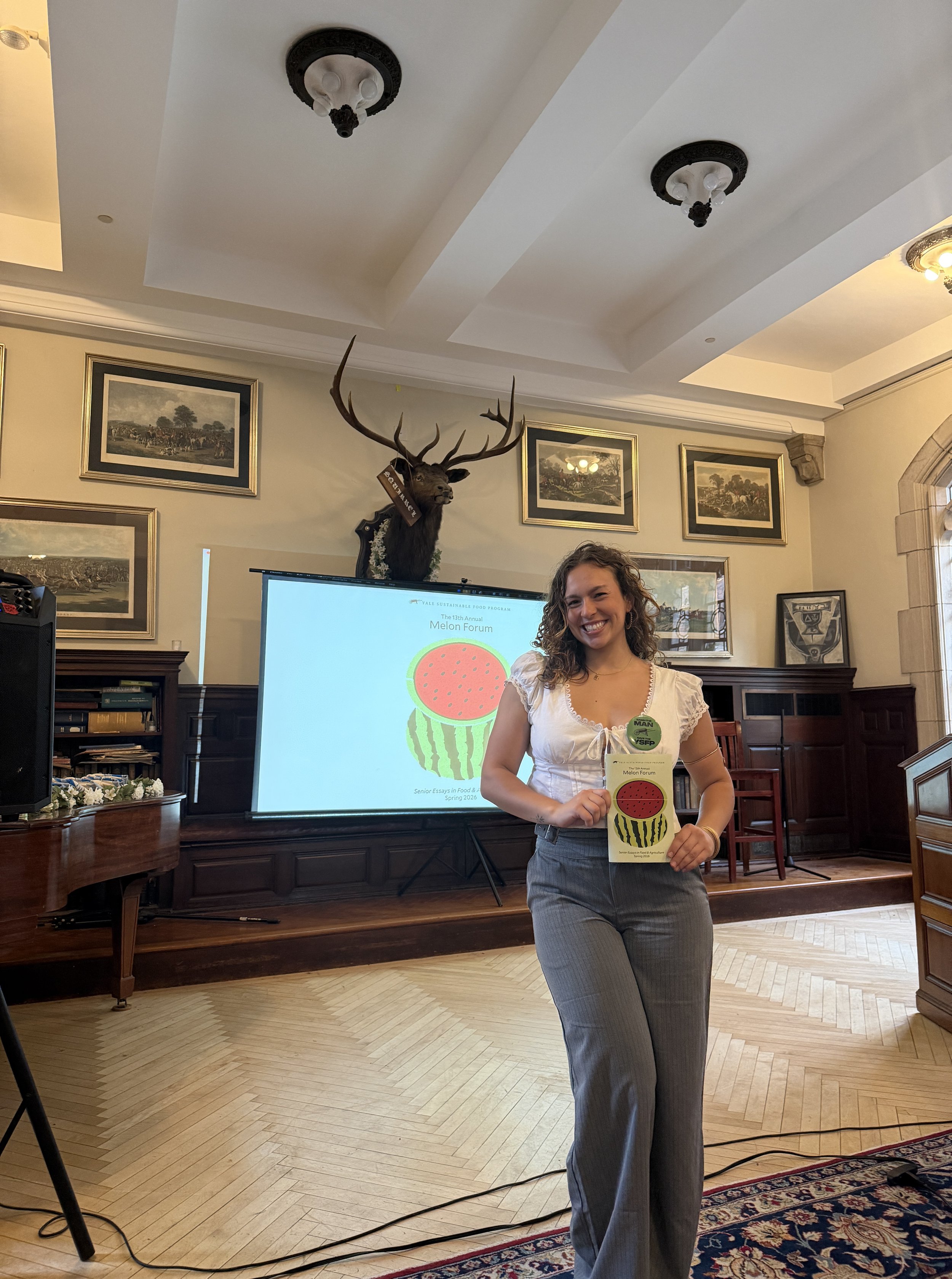  Samantha presenting her senior thesis, which was inspired and influenced by her Global Food Fellowship, at YSFP Melon Forum  