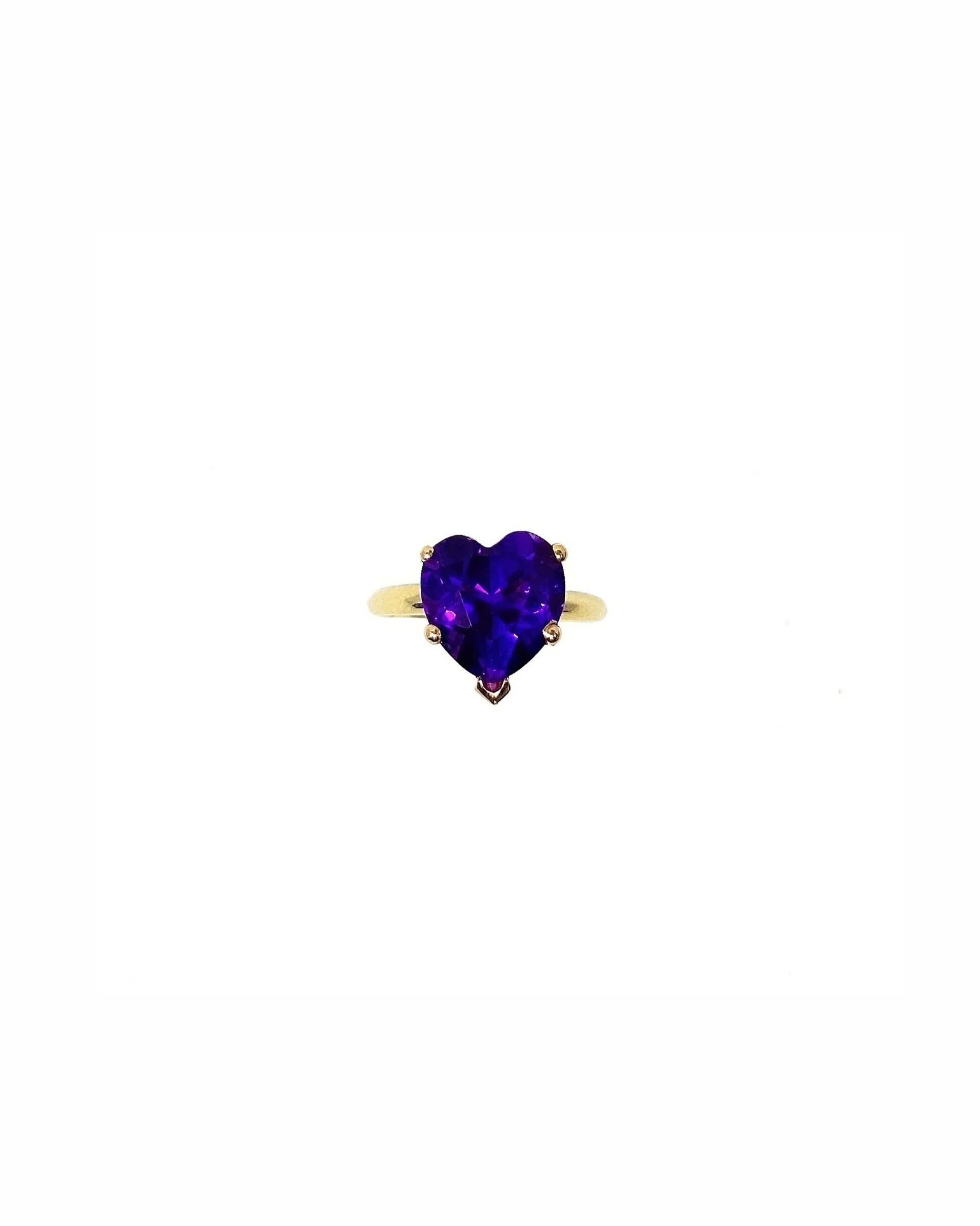 Rainbow Heart Ring in Amethyst