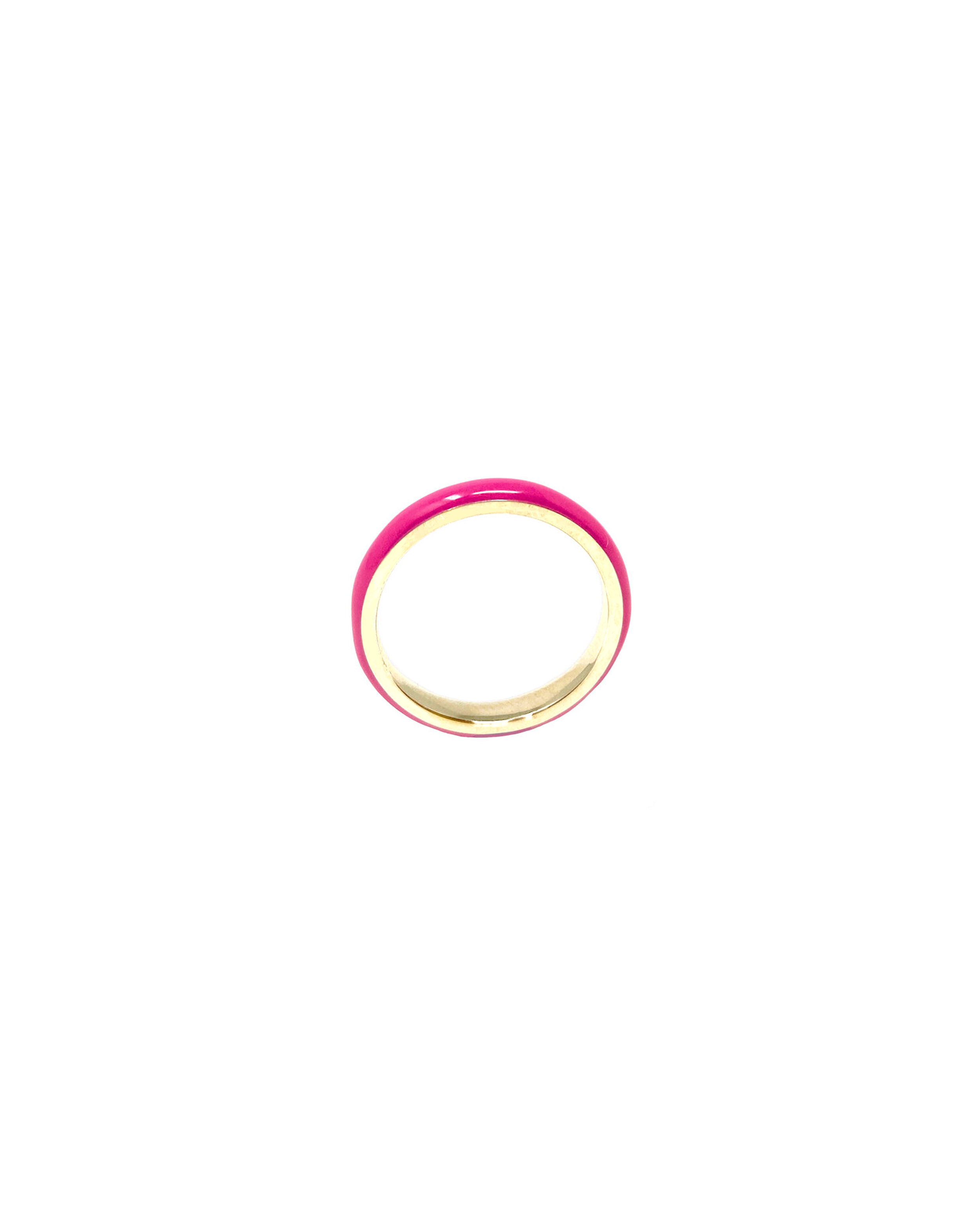 Unicorn Rainbow Thin Enamel Ring in Fuchsia, 14K Gold