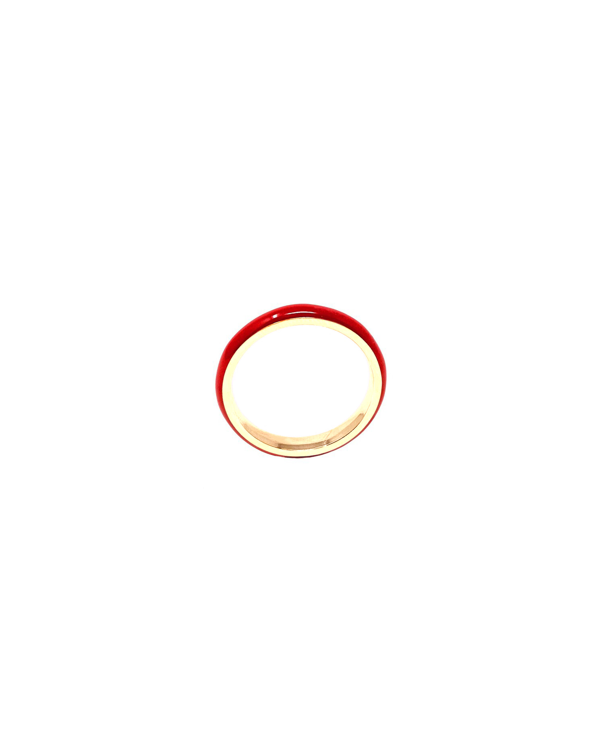 Unicorn Rainbow Thin Enamel Ring in Really Red, 14K Gold