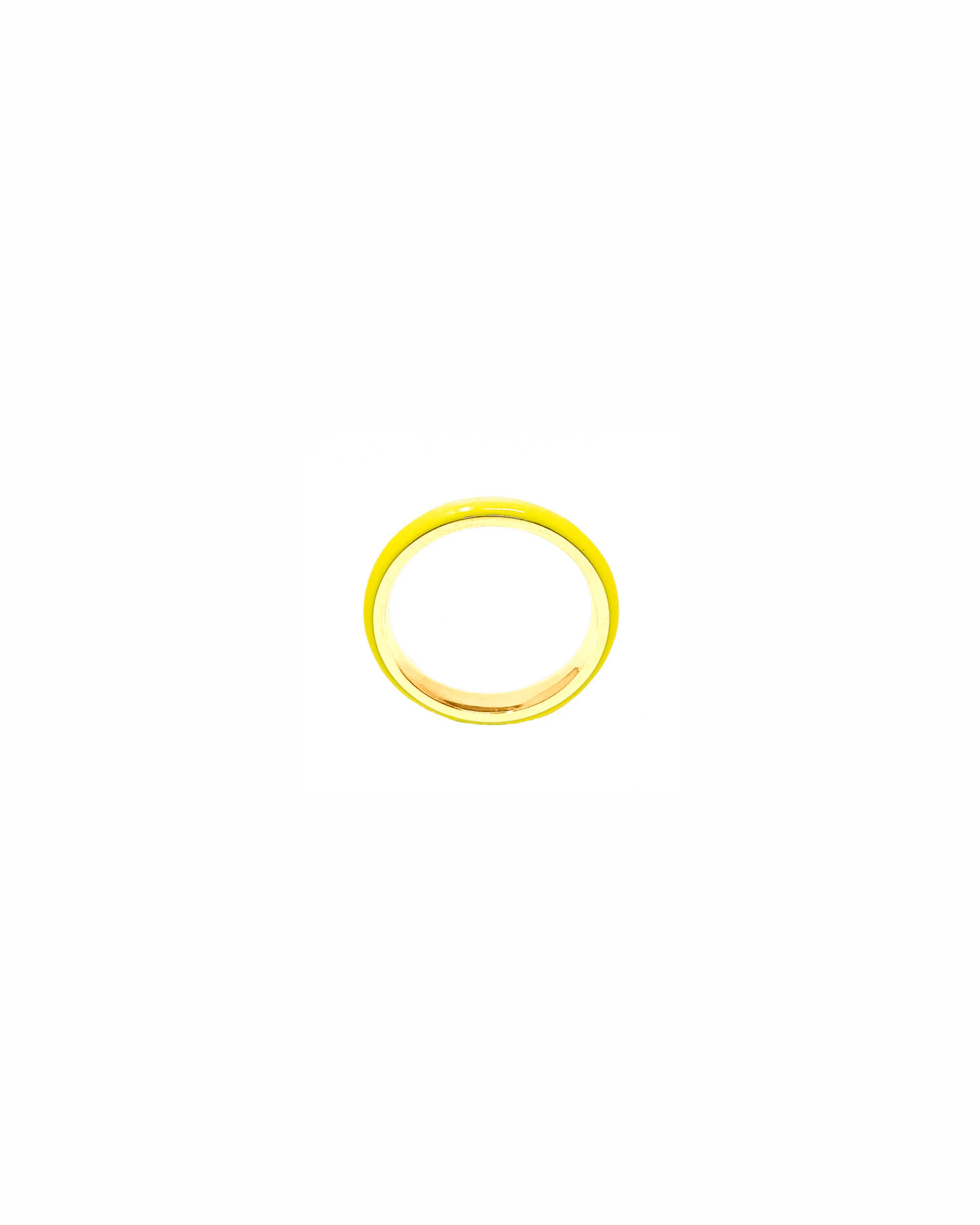 Unicorn Rainbow Thin Enamel Ring in Sunshine Yellow, 14K Gold