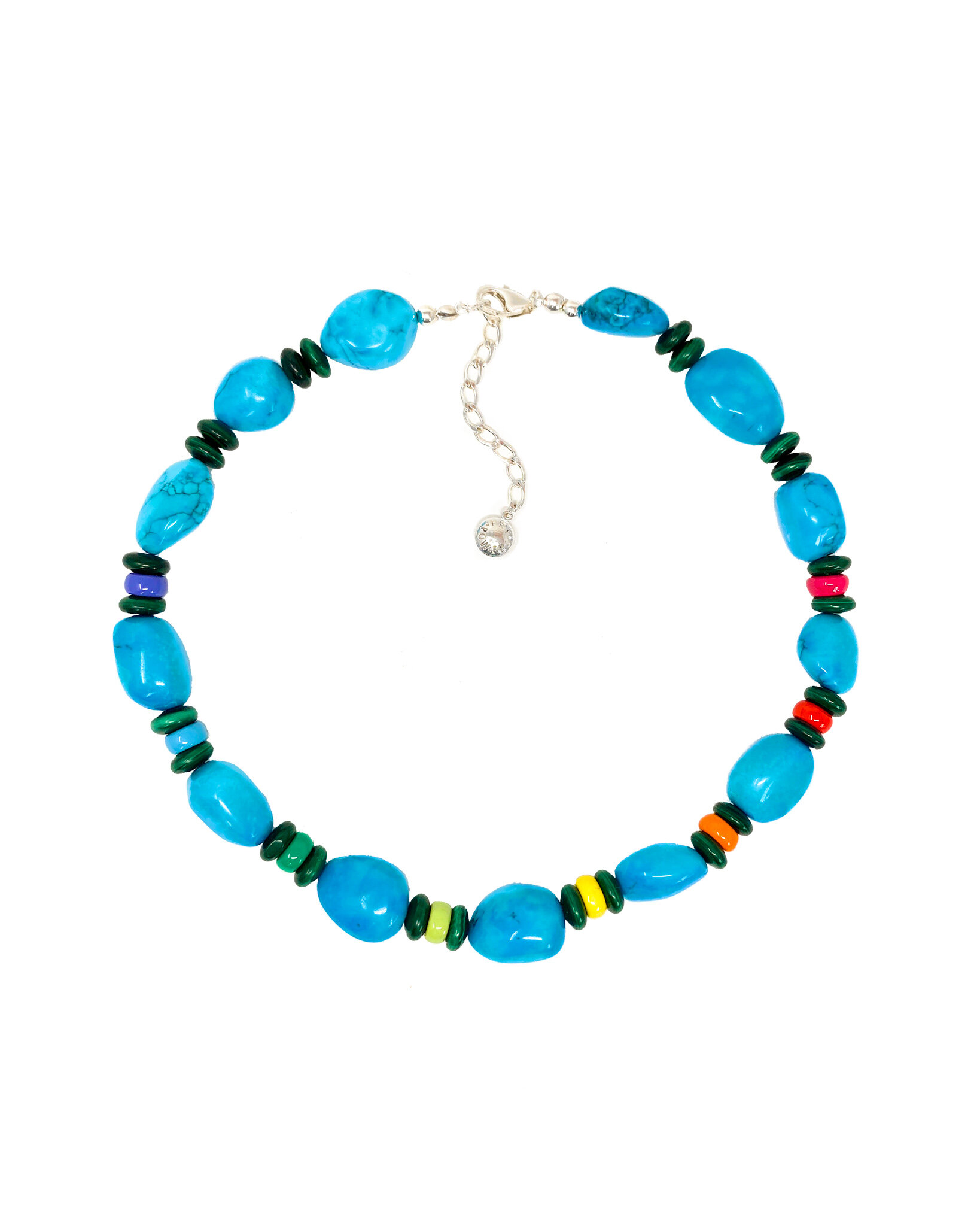 Unicorn Rainbow Turquoise + Malachite Collar Necklace