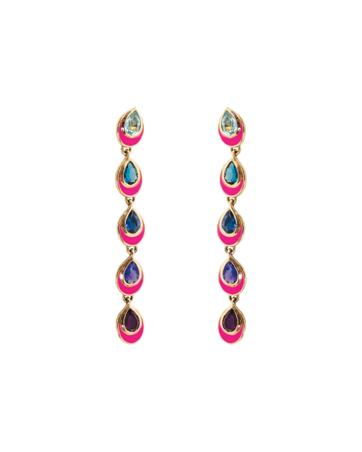 Enamel + Ombre Gems Drop Earring