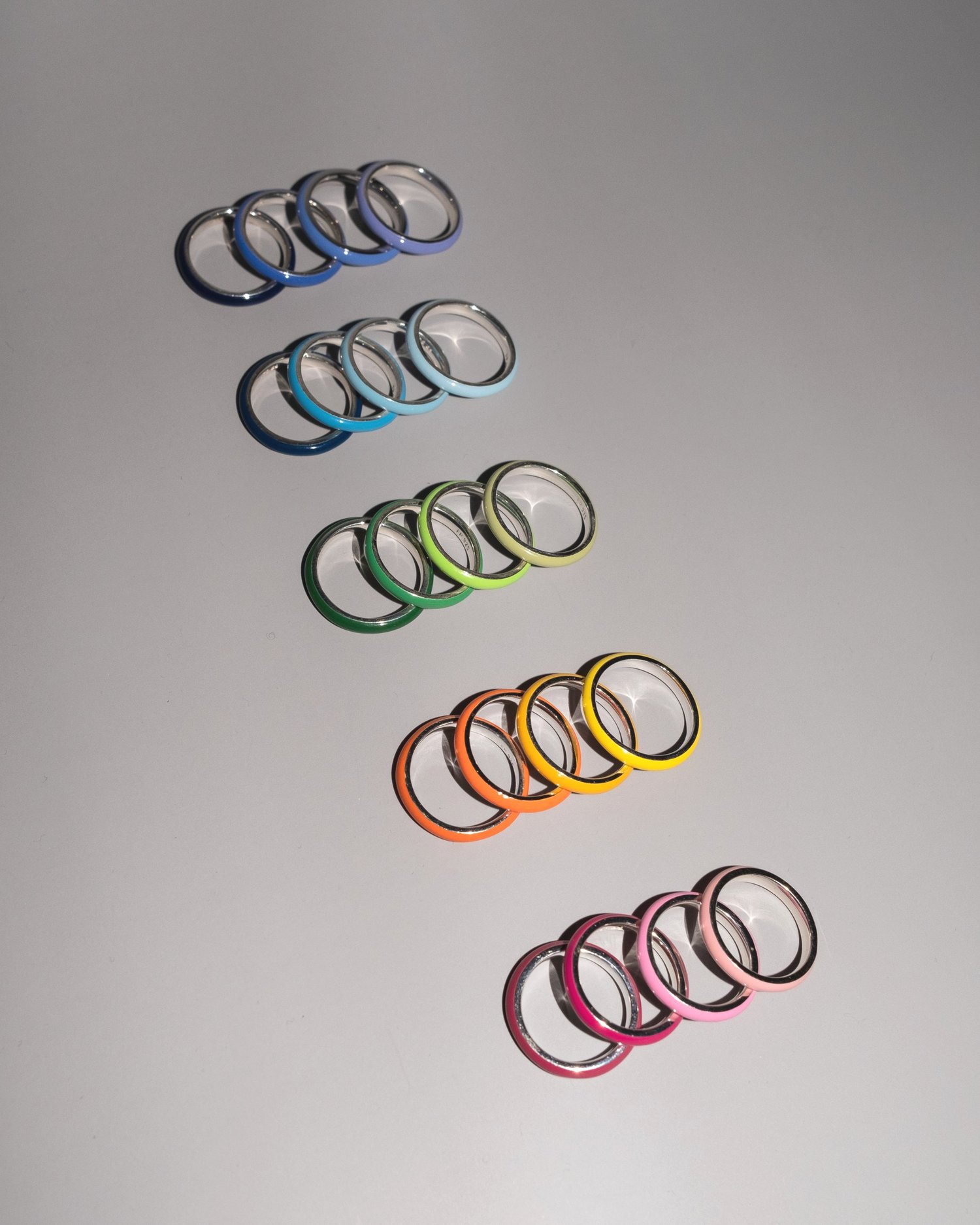The Ombre Set of Four Thin Enamel Stacking Rings — FRY POWERS