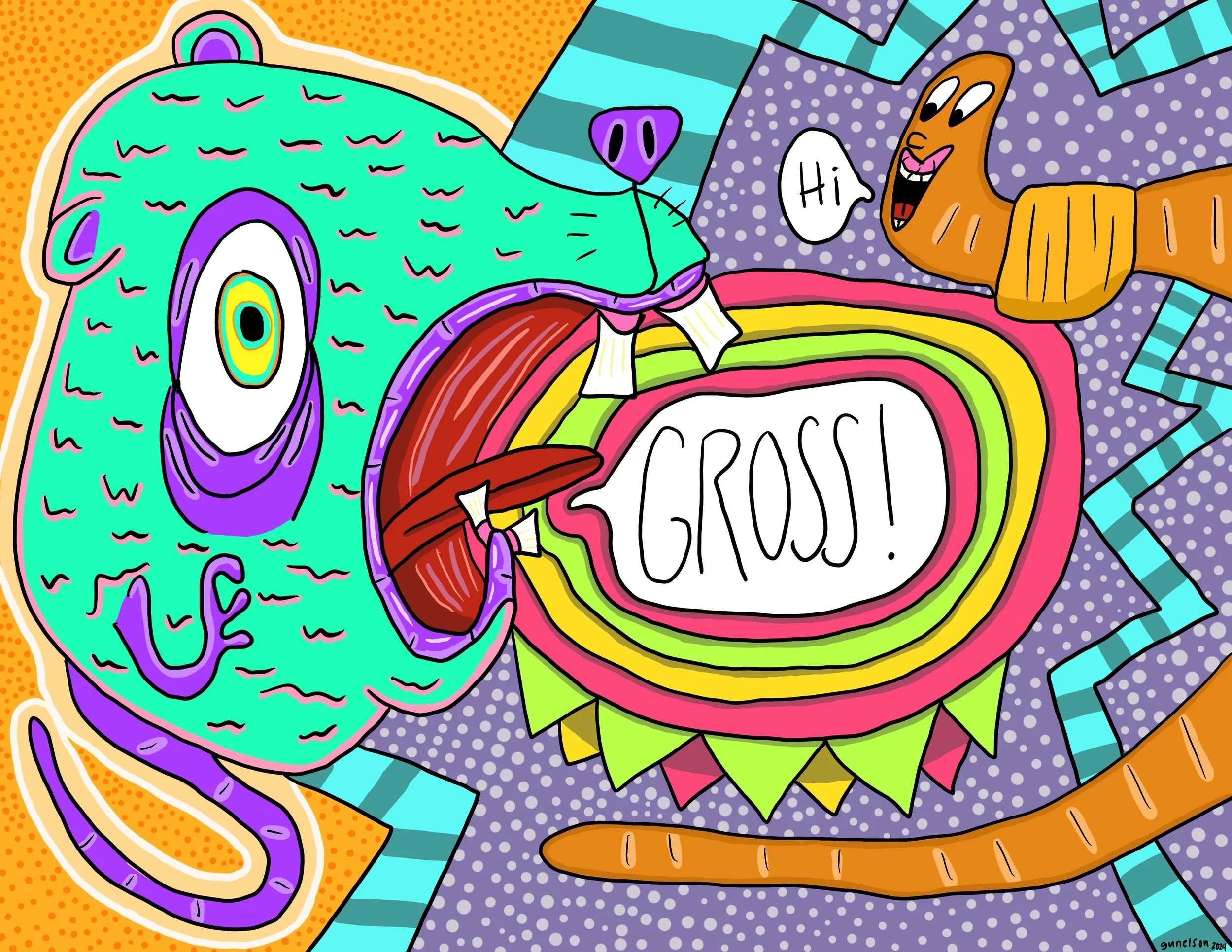 Opossum and the worm