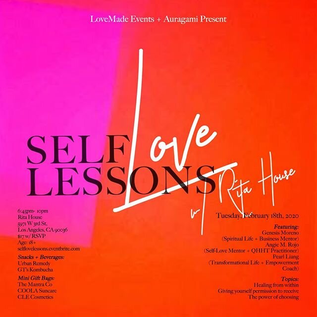 Hi Ladies! We&rsquo;re back and we&rsquo;ve missed you...
Please join us ‪Tuesday 02.18.20 for Self Love Lessons at @ritahouseon3rd ✨ We will be doing a workshop/discussion around healing from within, giving yourself permission to receive, and the po