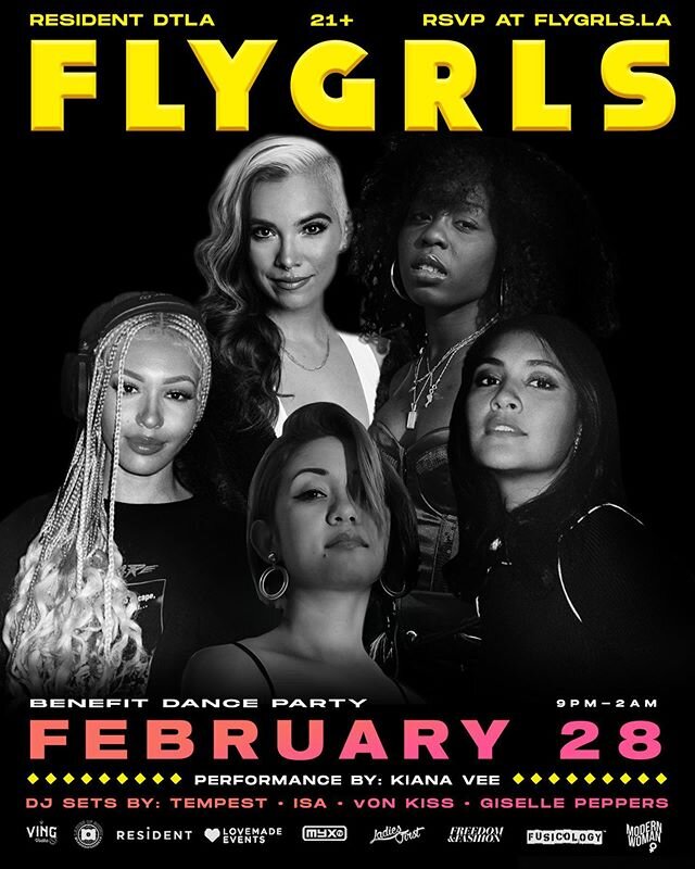 First FLYGRLS of the year and we ready💥
.
.
Bringing you only the flyest females in LA with DJs @vonkiss @gisellepeppers @yeaimtempest @socialisa and dancers from @trybe_family @ellenkimchee @sheelaawe @blairkimchi @lauramizuno @michellegrif5th and 