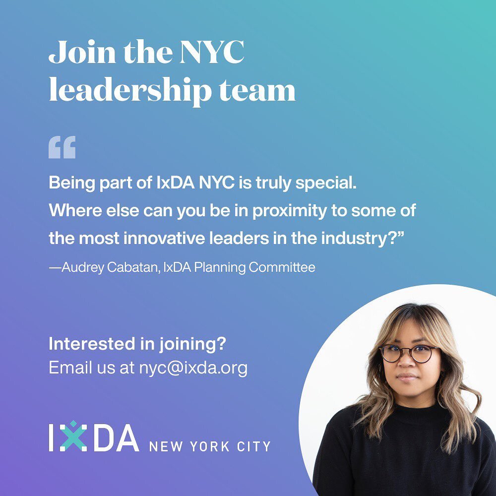 We&rsquo;re still looking for volunteers to join our group of local leaders! 

It&rsquo;s a perfect way to get more involved with IxDA. We&rsquo;d love to hear from any practicing or aspiring designers who are interested in becoming a voice in the NY