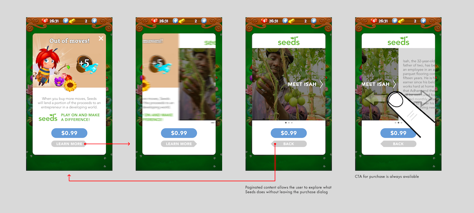 Another example of how Seeds may pop up in an app. Your Request for Help would appear where it says, ‘Meet Isah.’