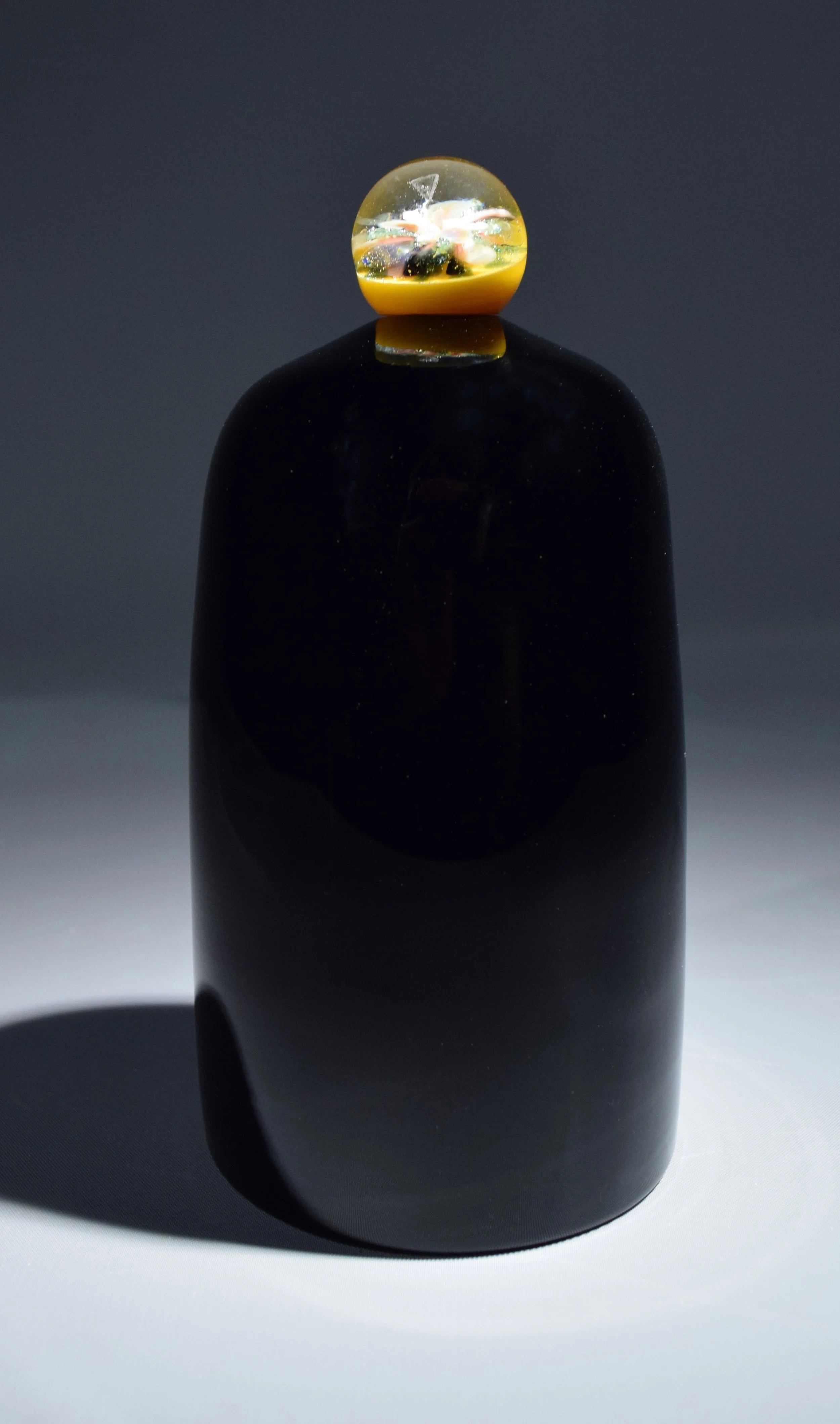 x2. Schrodingers Cat, Blown glass, borosilicate glass, synthetic opal, glue 2017.JPG