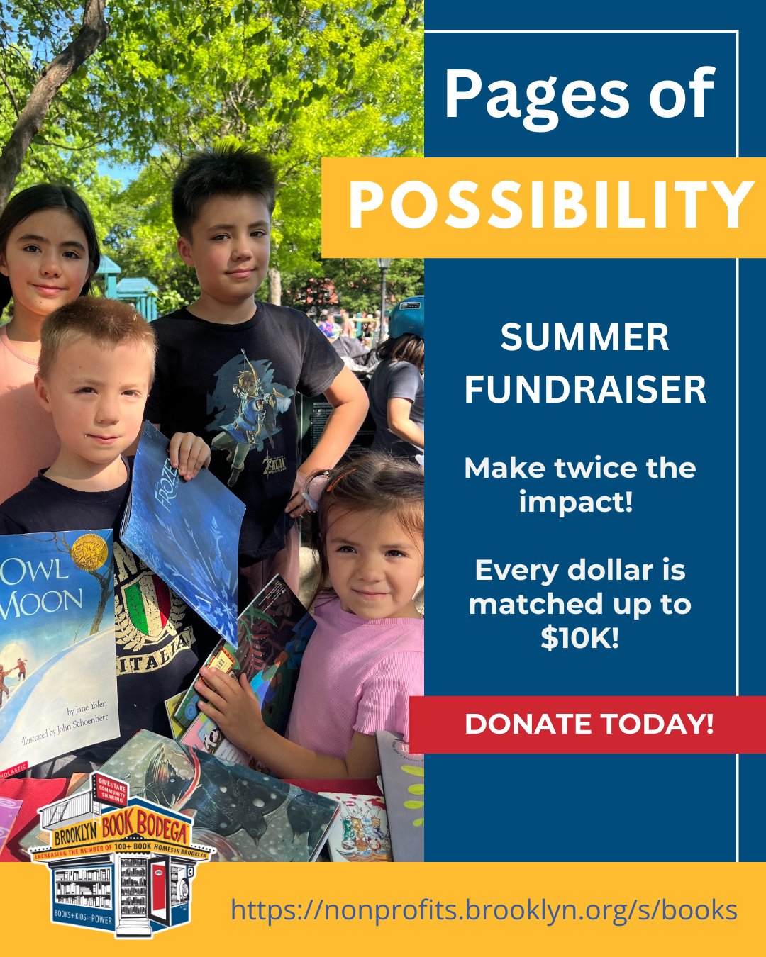It&rsquo;s here! Our summer fundraiser, Pages of Possibility, starts today!⁠
⁠
This initiative focuses on building up kids&rsquo; home libraries to ensure they have access to books throughout the summer and maintain their reading skills over the brea