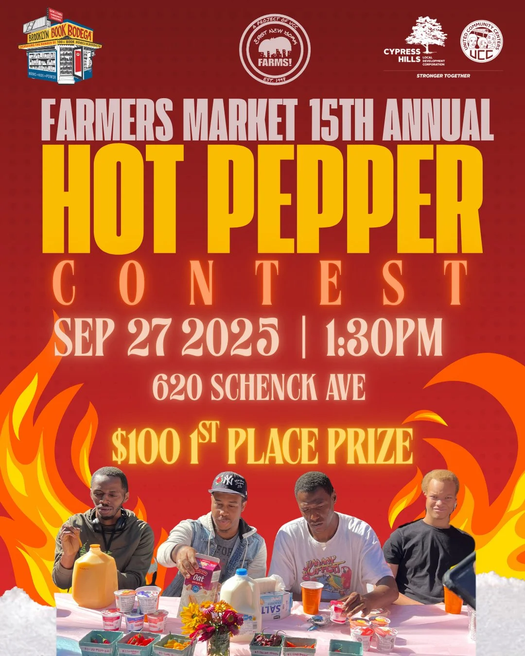Join the East New York Farmers Market (@enyfarms) this Saturday for a special Hot Pepper Contest with a prize for the winner, with music provided by DJ Em0 N3mo. There will also be a Hot Sauce Creation workshop where you can take home your own hot sa