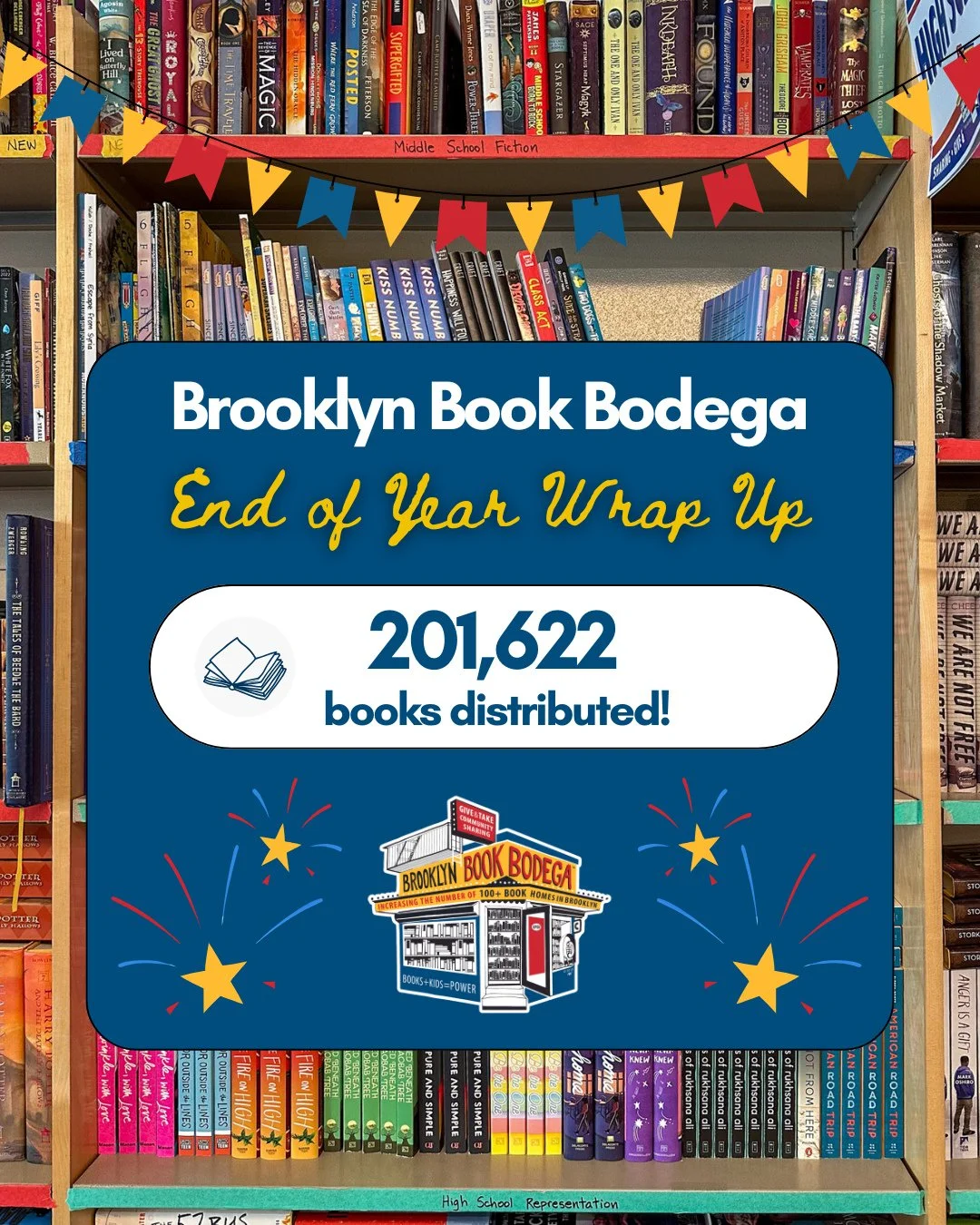 We had an amazing year at Brooklyn Book Bodega, and we're proud to share that we distributed 201,622 books in 2025!⁠
⁠
At the heart of our work is a simple belief: every child deserves books of their own.⁠
⁠
As we head into the new year, we&rsquo;re 