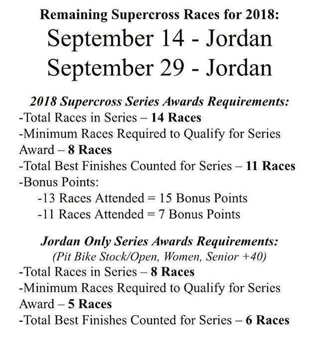 SX POINTS are updated on www.motokazie.com through August 25th race at Jordan. Only two races left to get your series points in!