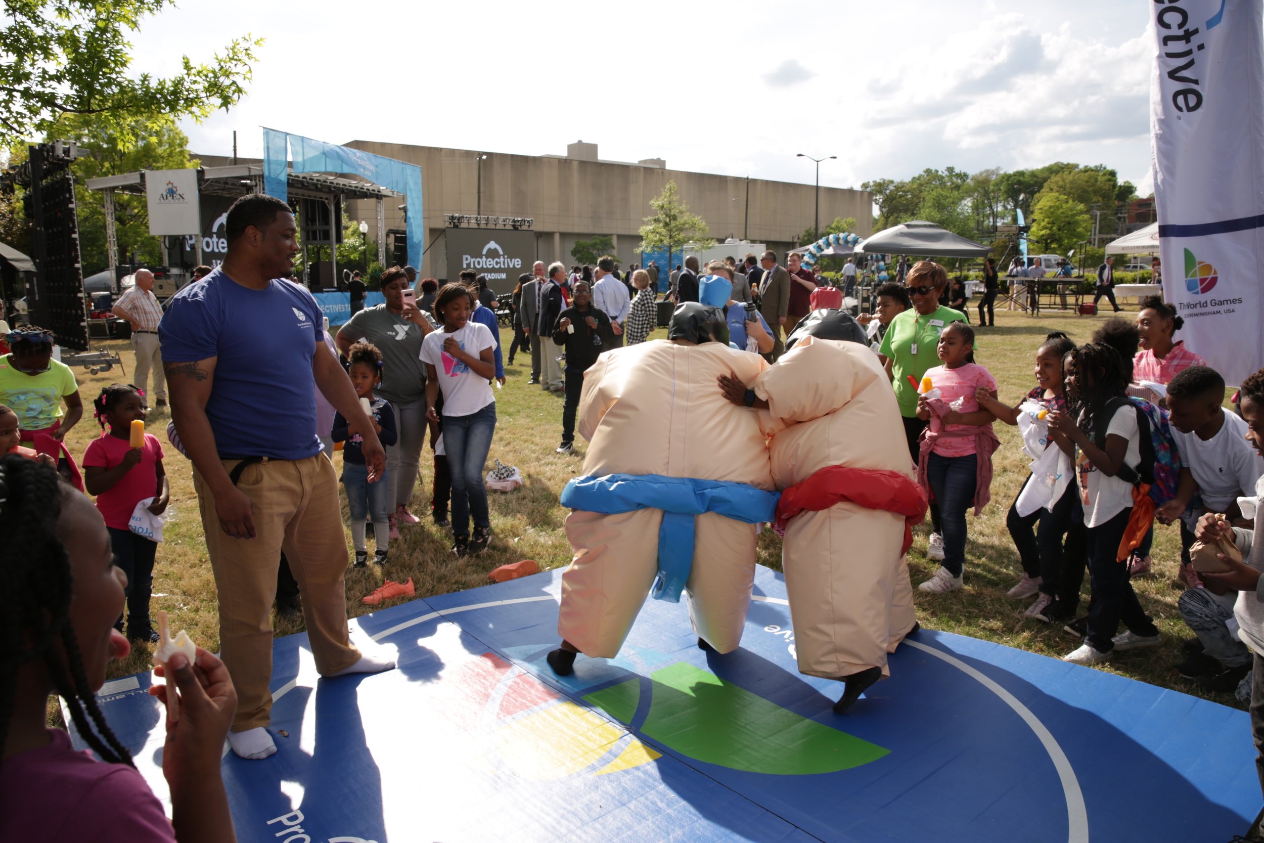 Students from across the region joined in the World Games activation during the community celebration announcing Protective Stadium on 4-11-19.jpg