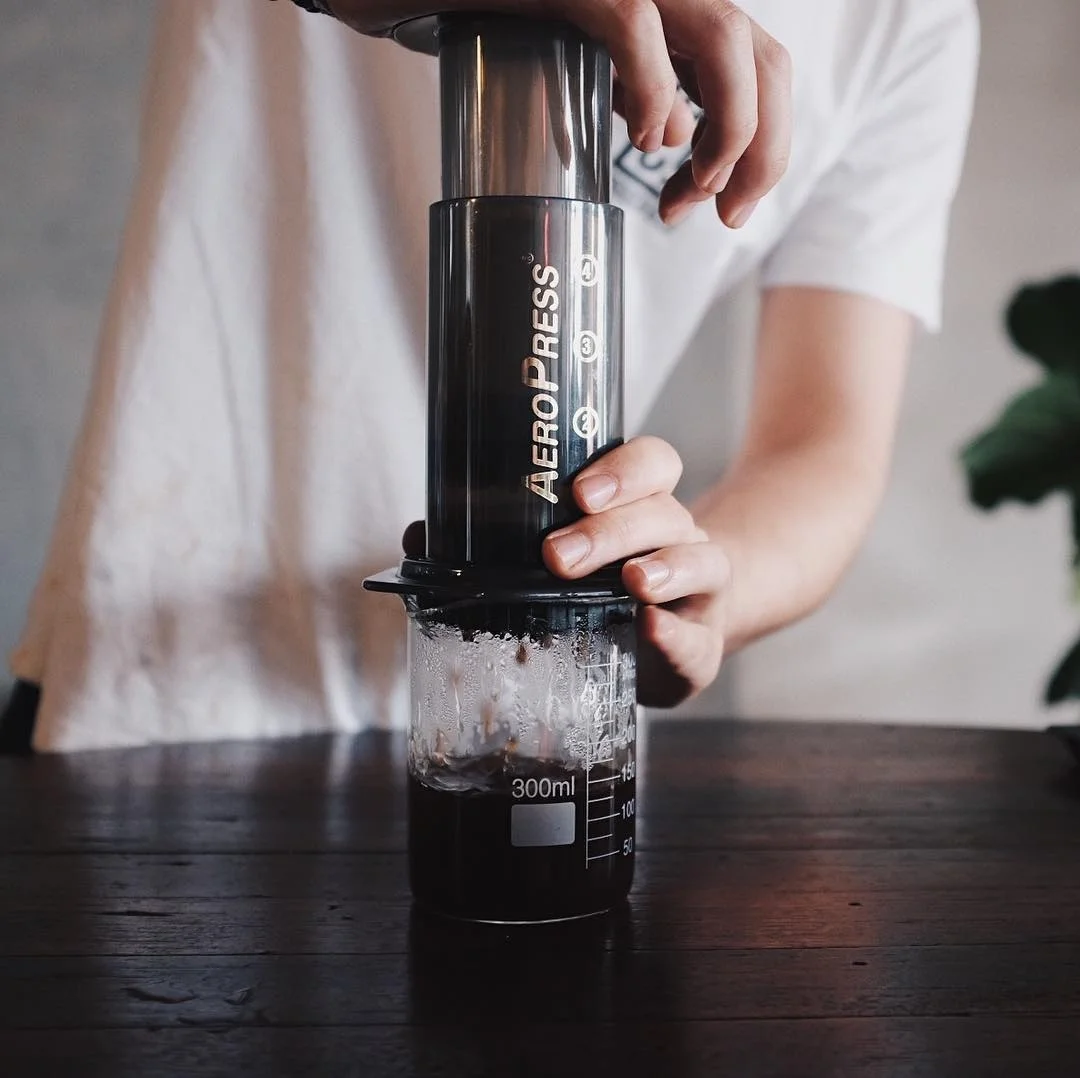 Man doing AeroPress