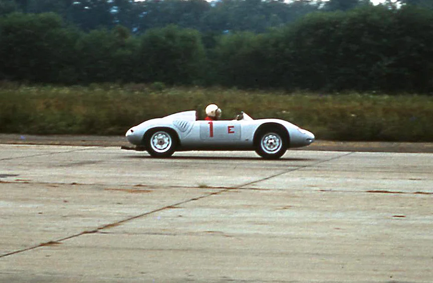 Holbert in a long wheelbase Porsche RS-60. Rumor had it that this car was the prototype for the RS-61 with the longer wheelbase..