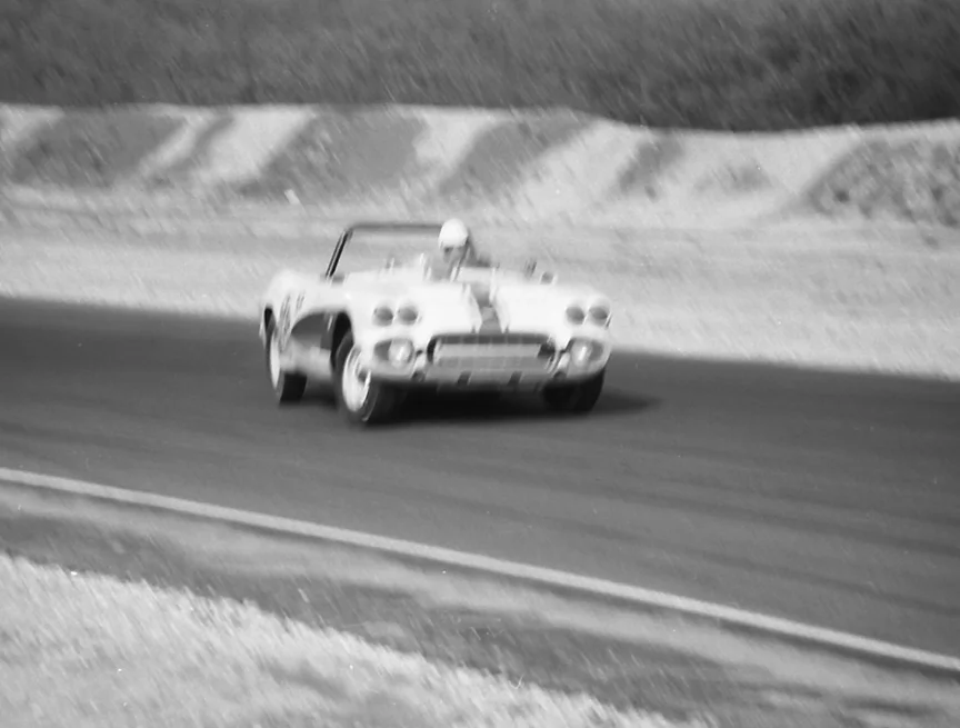 BARC member #21, Don Yenko. Yenko scared me so badly with this wicked slide I jumped away and got this fab blurred photo fearing for my life. Yenko was a true wild man.