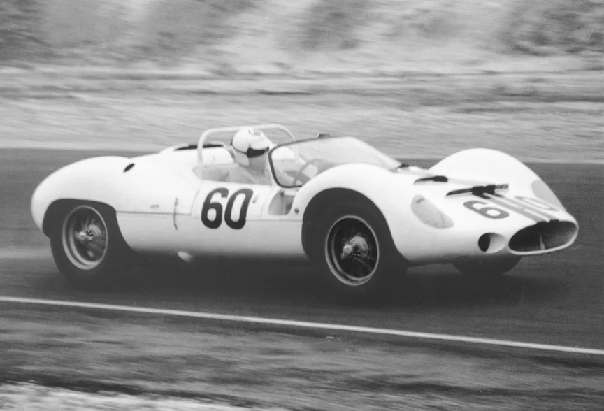 There was a second big SCCA race at Bridgehampton in August. Hansgen won again, but this time in the rear engined Tipo 63 Maserati.