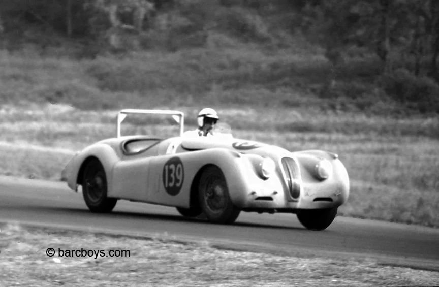Bruce Cargill, BARC member #69 was a big, strong man and he drove this tough XK-120 like it was a toy. Cargill later went on to fame driving a Dodge Colt.