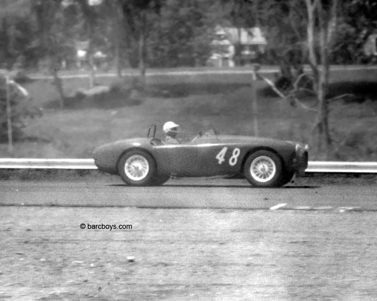 Mrs Mull on her way to victory on the main straight at Lime Rock.