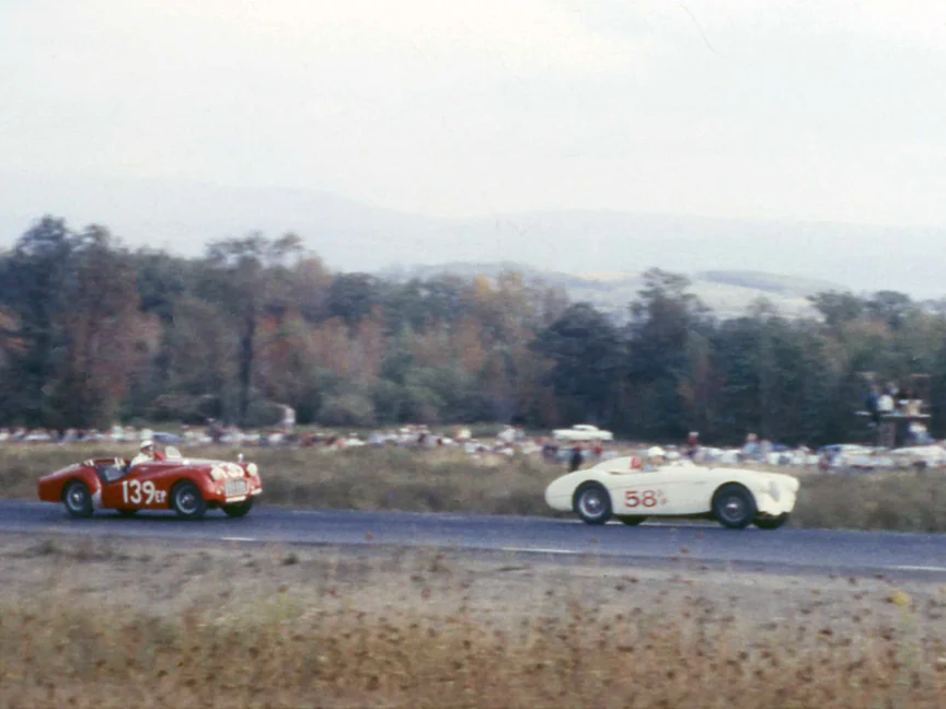 John Petrone's TR3 races Bert Niblocks Healey in Dix Cup