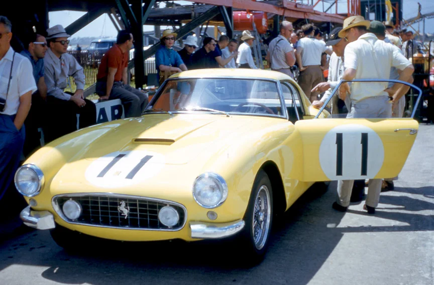 This gorgeous yellow SWB Ferrari was 7th Geroge Arents & Bill Kimberly