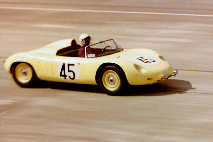A stunning yellow RS-60 driven by Ernie Erickson and Don Sessler. The car was fast in practice but jammed a timing gear at the start and completed just 1 lap.