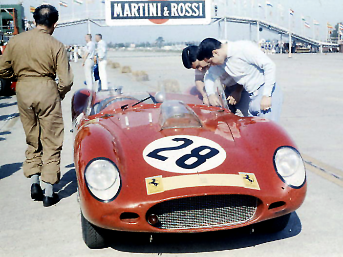 The Mexican phenom brothers Ricardo & Pedro Rodriguez look over their 2 liter Dino Ferrari.