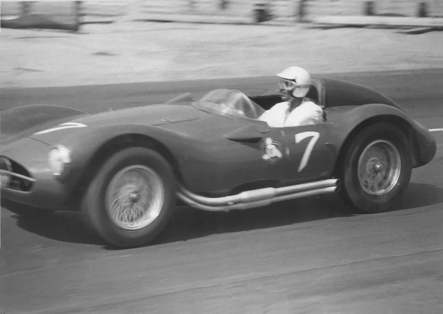 Ben Diaz, one of the brothers who helped build the Vineland road course, in his Maserati A6GCS sports roadster.