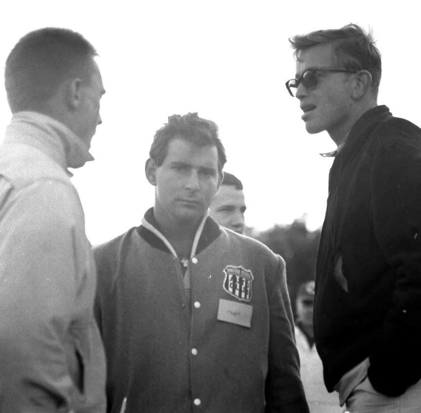 Bruce Kessler, in the USAC jacket, also gives Spankey a look.