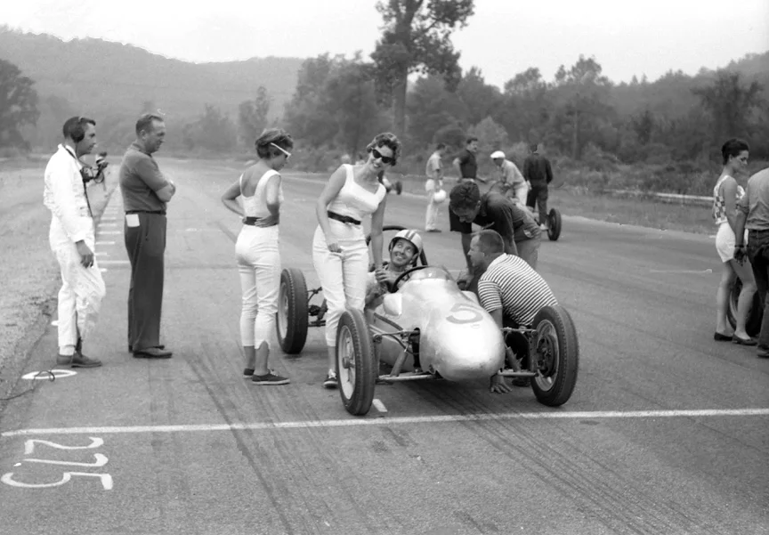 Jakes Stable driver George Alderman and fans; L-R Barbara Jorison, Renee O'Leary, Mario Castello and teammate Ed Carpenter