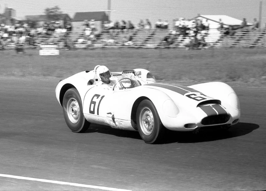 Ed Crawford drove the #61 Cunningham Lister-Jaguar, but in this photo taken on a practice day, Phil Forno is at the controls.