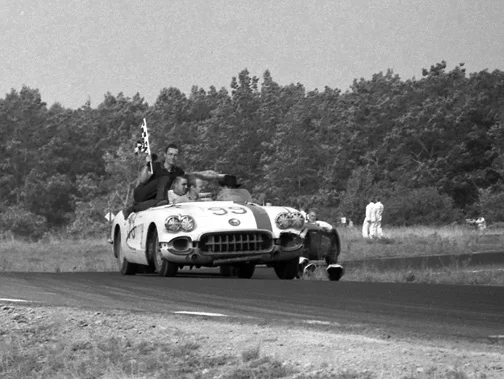 These were the good old days. Roy Tuerke and his gang piled into his Glen Trophy Cup winning Corvette. Today, we don’t even get a checkered flag lap much less a chance to take somebody with us.