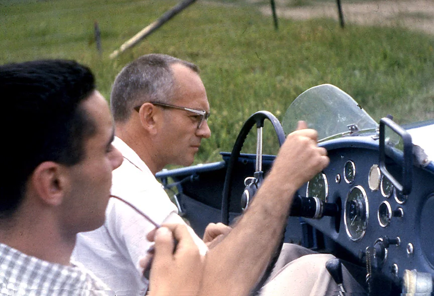 ARCHIE MEANS: Means in his championship AC Bristol. Means owned a lumber yard in western Pennsylvania and helped get Charlie Kurtz into racing.