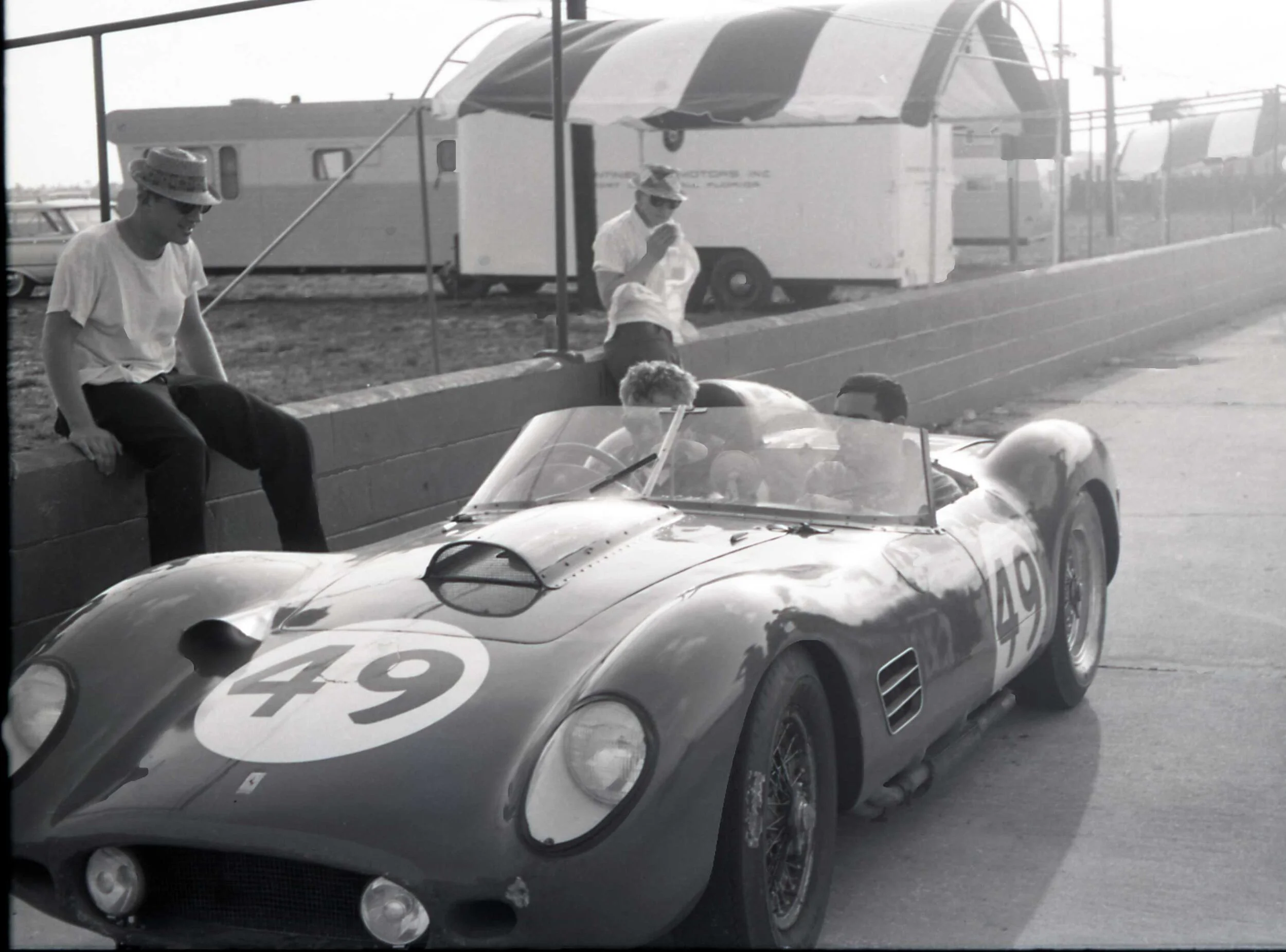 One of Dave Nicholas’ life highlights. Here he sits on a Thursdy morning having ridden from the middle of Sebring city through the orange fields with the Flying Greek George Constantine in a real Ferrari Testa Rossa.