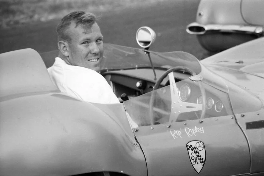 BARC member Millard “Rip” Ripley smiles from the cockpit of his Lola Mk I. Rip, a VW dealer from Ithaca, NY had great success in Elva’s, this Lola, Formula Vee’s, a Porsche RS-61 and later in a Bobsy-Porsche.