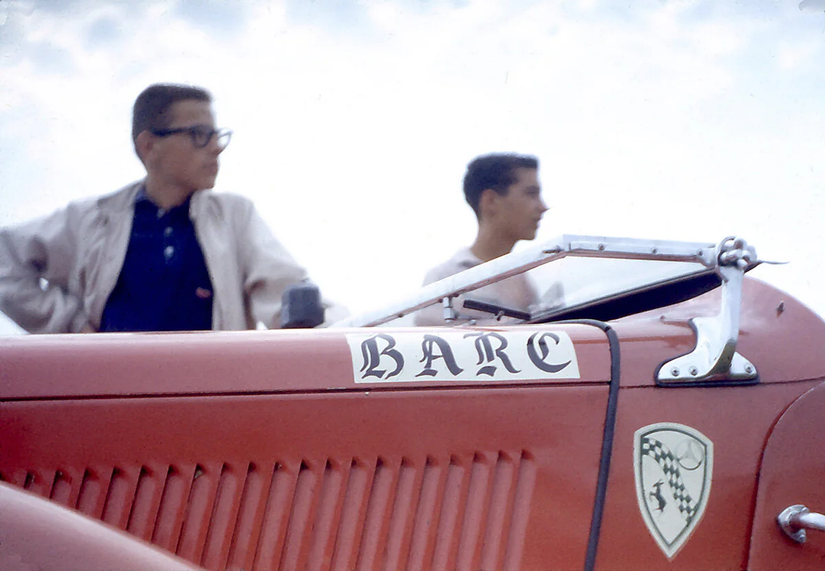 Tierno looks concerned as he stands behind the BARC and Jakes Stable stickered TD. Butch Hollenbeck is equally concerned. Butch’s Dad owned a great bar in Montour Falls called Phil’s. Today, Butch’s son and grandson race Datsun 240Z’s with great success.
