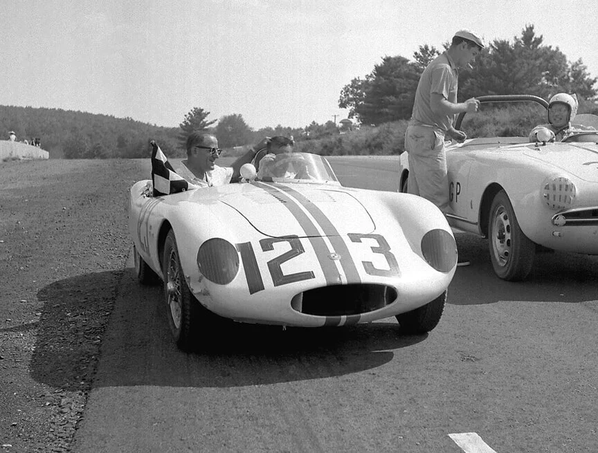 Alfred Momo looks like a proud papa to his protege’ Phil Forno who has won HM in the Cunningham OSCA. Phil not only wrenched the cars but raced them very successfully.